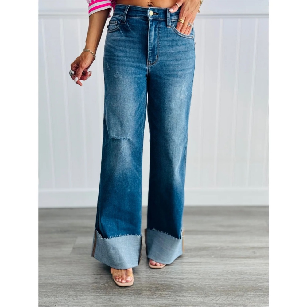 Judy Blue Two-Tone Flare Jeans